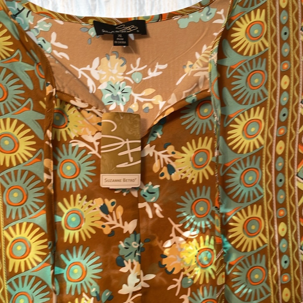 NWT Suzanne Betro dress ruffles tie front size XL - Picture 3 of 12